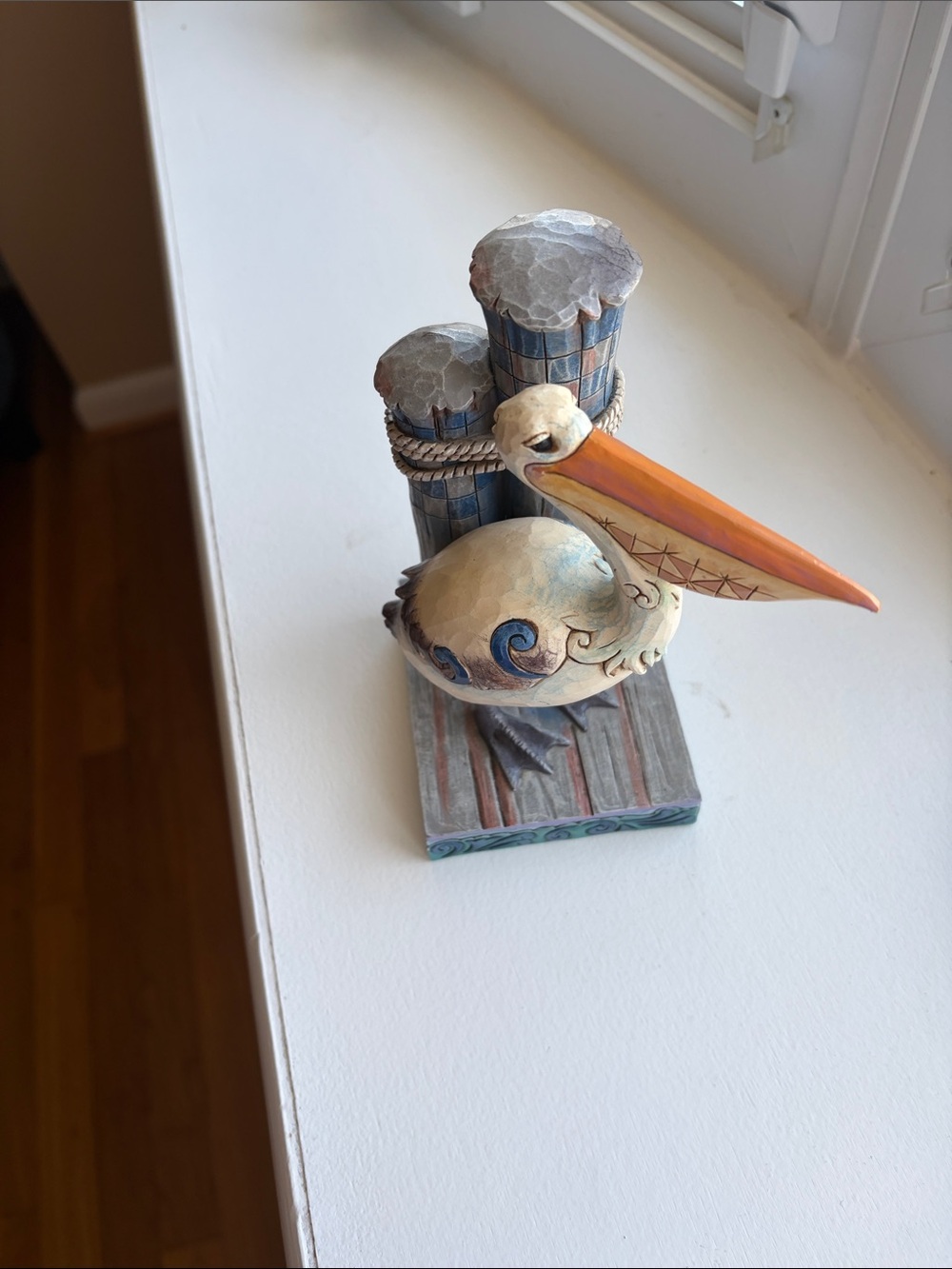 Jim Shore Hand-Painted Pelican Figurine in Cream, Blue & Orange